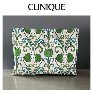 CLINIQUE COSMETIC MAKEUP BAG RARE TULIP PATTERN; Fabric, Zip-Close, 90’s/00’s
